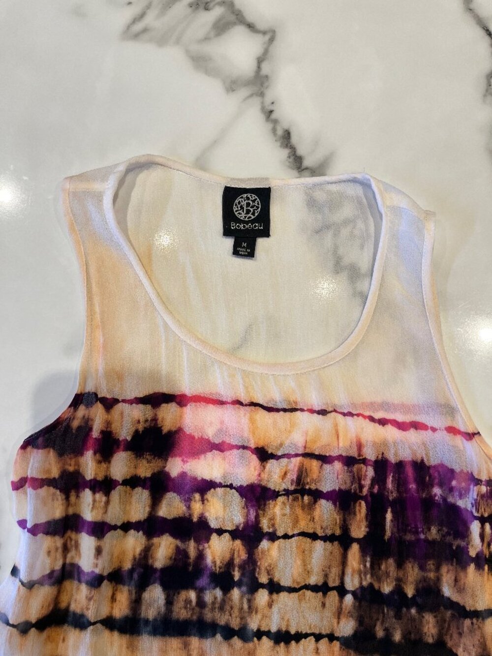 Bobeau Scoop Neck Tank Top Blouse Shibori Tie Dye Medium - Picture 5 of 12